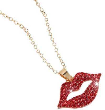 Hao Wu Xuan Gold Farbe Lippen Halskette für Frauen und Männer Geschenk Große Mund Charms Weiß Anhänger für Statement DIY Schmuck Zubehör Unisex