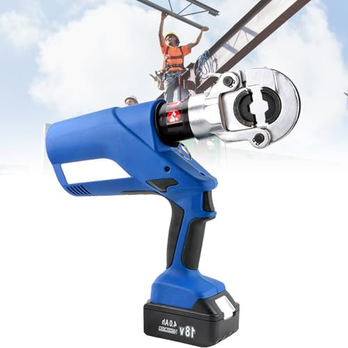 OZBME Pinza crimpatrice elettrica per Tubi, Pinza crimpatrice Automatica a Rotazione di 360°, Pinza idraulica, con 2 batterie Rimovibili e matrici 11/12, 400 ()