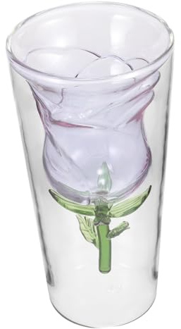 HOLIDYOYO Verres à Cocktail Forme De Rose Pour Vin Rosé Rouge Boisson Double Couche Décoration Table Fête