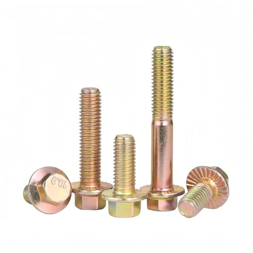 Rummyluck Gezackte Sechskant Flanschschrauben 10.9 Kohlenstoffstahl Teilgewinde Flansch Schrauben M14x70mm (2 Stück)