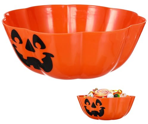 1pc Large Halloween Bowl Pumpkin Shape Candy Bowl Lightweight Shatter-Resistant Fruit Dish Interesting Pumpkin Plate Orange