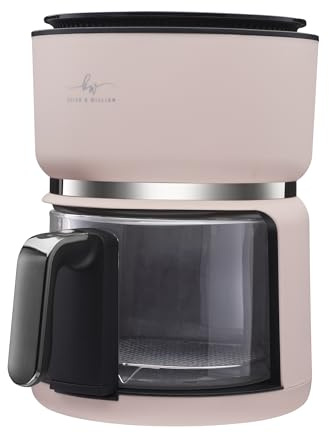 Kelen & Willian 3L Clear Glass Air Fryer – Compact Air Fryer for 1–2 People, Transparent Glass Drawer, Energy-Efficient 1200W, Manual Included, Mallow Pink