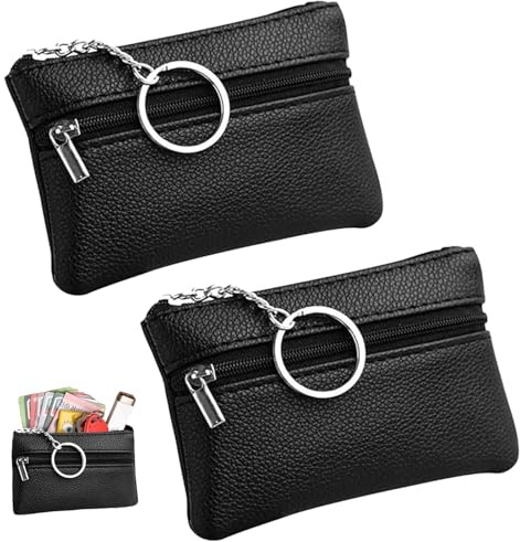 2 Stück Schlüsseltasche,Schlüsselmäppchen,Schlüsseletui,Schlüssel Etui | Schlüsseltasche Leder,Schlüssel Tasche,Wasserdichte Tasche Für Schlüssel, Münzen Und Andere Kleine Gegenstände(Schwarze)