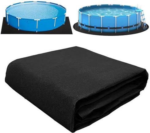 Tappetino extra spesso per piscina fuori terra, resistente strato in geotessile, resistente alle forature, 7,5 m, nero, ideale per piscine fuori terra