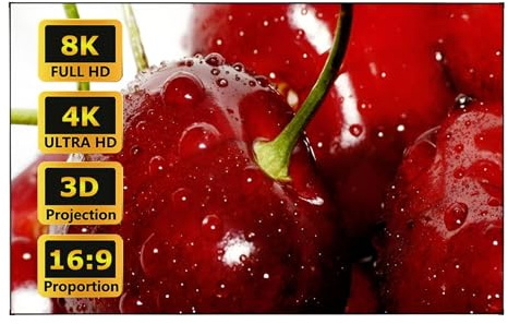 90/100in Home Movie Fixed Frame Projector Screen, 16:9 Indoor Wall Mounted Movie Screen, 4K/8K/3D Large Projection Screen Light Rejecting(72in 16:9)