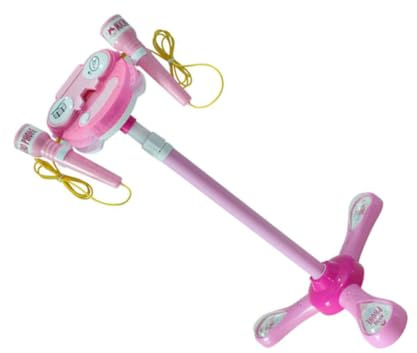 Mikinona Microfono Giocattolo Doppio con Effetti Luminosi e Musica Microfono Karaoke Senza Batteria Gioco Educativo Rosa per Bambina e Amplificatore e Suoni Compatibile Smartphone