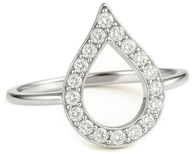 Stfery Tropfen Diamantring Platin, Verlobungsring Damen Echtgold Schmuck Gr.54 (17.2)