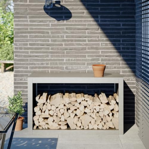Frdhee Holzstapelhilfe Holzunterstand, Brennholzregal 100x40x60 cm Edelstahl für Landhaus, Lagerraum, Garage