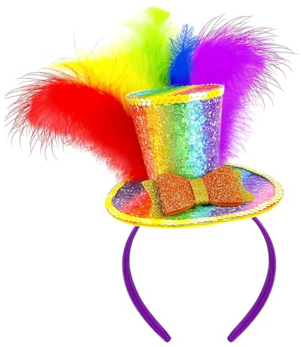 YUPZAR 1 Stück Haarreif, Tiara mit Mini Hut, Lustige Kopfbedeckung, Kostüm Zubehör für Karneval, Geburtstag oder Mottoparty, Clown Hut, Accessoire für Faschingskostüme