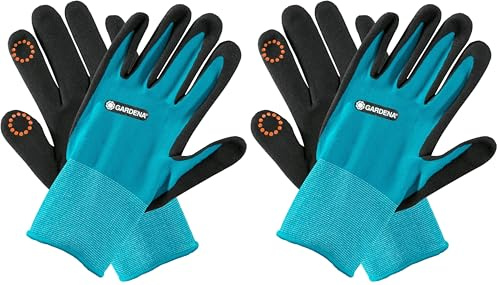 Gardena Pflanz- und Bodenhandschuh 8/M: Handschuhe für Garten- und Bodenarbeiten, Feuchtigkeitsschutz dank Nitril-Oberfläche, mobile touch für Smartphonenutzung (11511-20) (Packung mit 2)