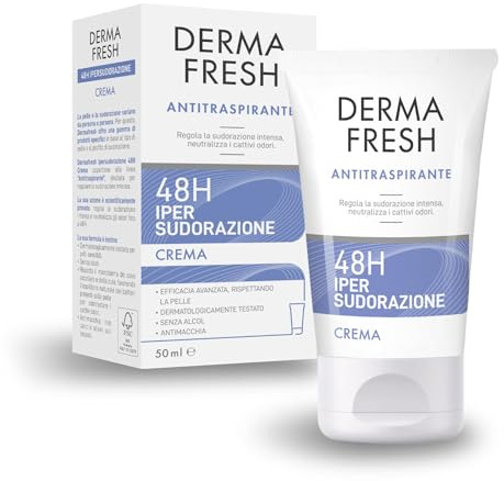Dermafresh Ipersudorazione Efficace 48H, Crema Antitraspirante 50 ml, Regola la Sudorazione Intensa, Senza Alcol, Antimacchia, Rispetta il Microbioma, Dermatologicamente Testato