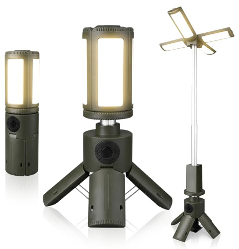 Lámpara de camping telescópica recargable, 10.000 mAh, LED magnética, altura regulable, IPX5, resistente al agua, iluminación de emergencia con función de banco de energía para camping, emergencias