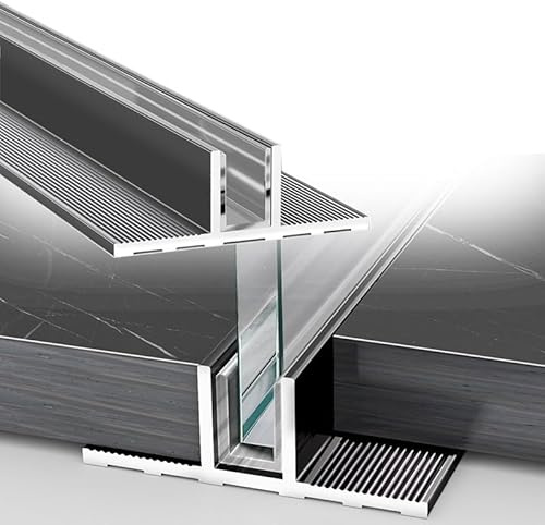 vetro doccia canale a u Porte Doccia In Vetro Senza Telaio Con Profilo A T, Profilo In Lega Di Alluminio A Filo Per Porte Doccia In Vetro, Tagliabile, Montaggio A Parete(T-10mm,L-115cm/45.3in)