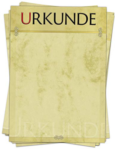 Urkundenpapier A4 im Set (30 Blatt) Aufdruck Urkunde für Zertifikate, Briefe, Urkunden im Verein, Firma, Hochzeit