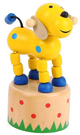 Small Foot 11157 Drückfigur Hund aus Holz, FSC 100%-Zertifiziert, Mitgebsel Spielzeug, Mehrfarbig