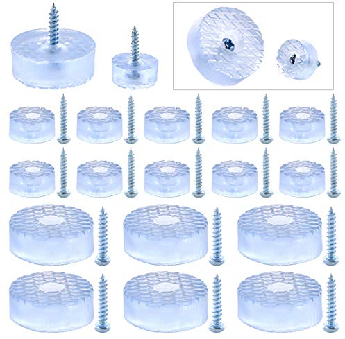 Swpeet, feltrini rotondi trasparenti per mobili, con viti, in gomma resistente, antiscivolo, 2 misure, 16 mm e 30 mm