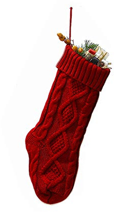 Meiosuns Christmas Stockings Cable Knit Stocking Christmas Decorations Goodie Bags Gift Fireplace Xmas Tree Stocking Ornaments for Holiday Family Friends (Burgundy, Length 18, Pack of 1)