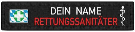RETTUNGSSANITÄTER Bayern Namen-Schild Patch Bavaria Feuerwehr #34218