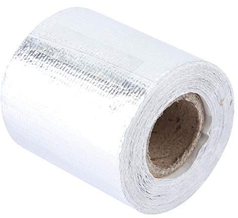 gold heat tape Auto Hitzeschild Wrap, 5m * 5cm Auto Aluminiumfolie Kleber reflektierendes Hitzeschild Wrap Tape(Silber 5M * 5Cm)