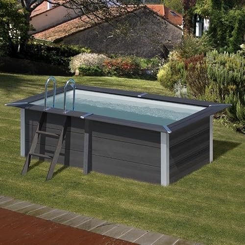 Gre KPCOR60L – Piscina Rectangular Composite 606 x 326 x 124 cm, con filtración 6 m3/h, cuña metálica, Incluye LED