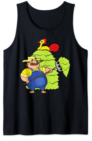 Pitchfork Hayfork Chicken Agriculture Farmer Farm Farming Tank Top