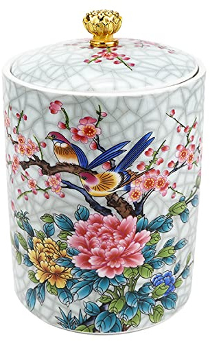 FERCAISH Keramik-Lebensmittel-Vorratsdose, Tee-Vorratsdose, Keramik, Süßigkeitenbehälter, Organizer mit luftdichtem Deckel, Küche, Kekse, Tee (Blume) (klein)