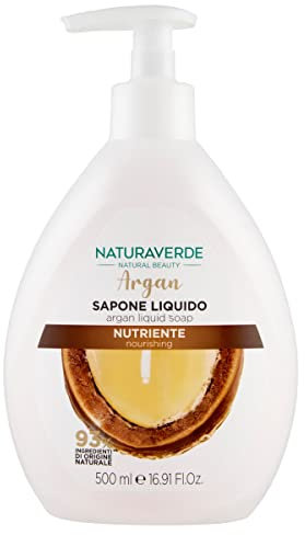 Naturaverde | Natural Beauty - Sapone Liquido Argan, Sapone Liquido Mani, Sapone Mani, Sapone Viso, Sapone Liquido Mani Detergente, Nutriente, 500ml