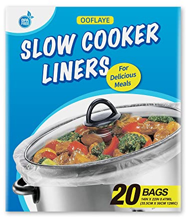 20 Counts Slow Cooker Liners and Cooking Bags, Extra Large Size Fits 6-10QT Pot, 14x 22, BPA Free, Suitable for Oval & Round Pot -1 Pack