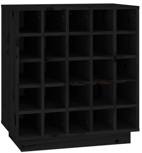 vidaXL Weinregal 25 Flaschen Flaschenregal Weinständer Weinschrank Flaschenständer Weinflaschenregal Holzregal Schwarz 55,5x34x61cm Massivholz Kiefer