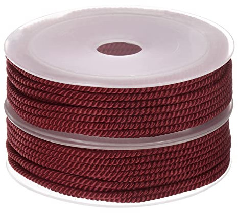 sourcing map 2uds Torcido Nylon Cordel Hilo Rebordear Cordón 3mm 7M/23 Pies Extrafuerte Trenzado Nylon Cuerda para Fabricación Pulseras Joyería Fabricación, Oscuro Rojo