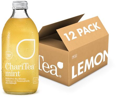 Charitea - Mint Sugarfree - Fairer Eistee mit besten Bio Zutaten - Leckeres Erfrischungsgetränk in Glas Flasche - Biologisch angebauter Tee (12 x 330ml) - inkl. 3€ MEHRWEG Pfand