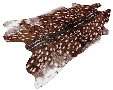 Artibetter Carpet Decoration Non Door Mat Faux Deer Hide Rug Plum Deer Area Rug Entrance Fuzzy Rug Animal Print Polyester