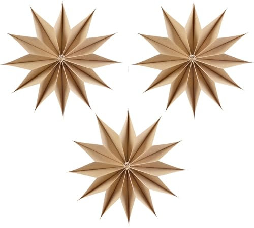 EASY JOY Stella di carta, 3 pezzi, 29 cm, decorazione per feste, 3D, decorazione natalizia, per finestre, stelle pieghevoli da appendere