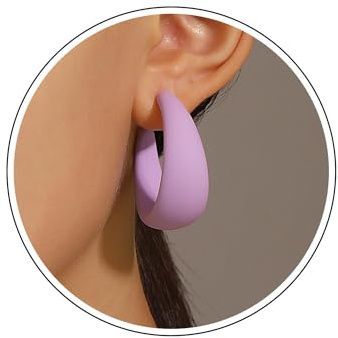 Wendalern Grandes Boucles D'oreilles En Acrylique Boucles D'oreilles En Résine En Forme De C Boucles D'oreilles Ouvertes Boucles D'oreilles Géométriques Mignonnes Bijoux Pour Femmes Filles (bleu)