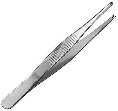 Pinzas de metal de 125 mm, pinzas de acero inoxidable, pinzas portátiles y ligeras para tejidos, pinzas de pulgar de punta fina recta con inserciones, acero quirúrgico veterinario
