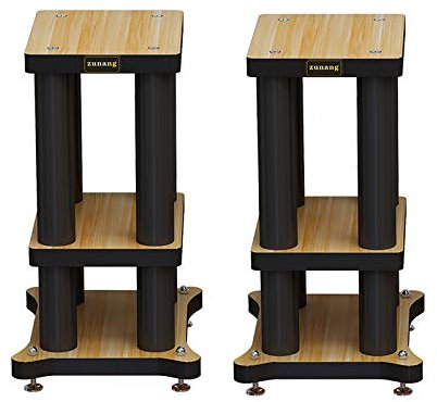 Pieds d'Enceintes Paire de Supports d'enceintes Surround, Colonne en Acier au Carbone Noir, adaptée à n'importe Quel Endroit, Plusieurs Options de Hauteur, Pilier Noir Noyer Clair (Taille : 61 cm)