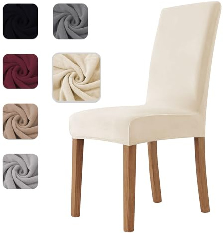 Homebliss Stuhlhussen 6er Set Stretch,Stuhlhussen Schwingstühle Elastisch für Esszimmer- und Küchenstühle, Stuhlbezug Sehr Weich Bequem Kratzfest Beige