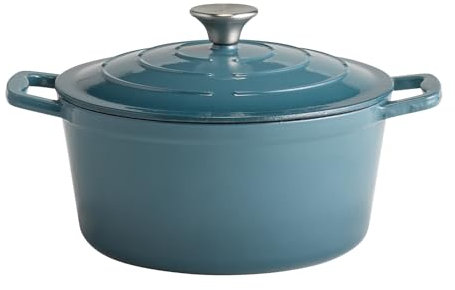 APS 88313 5 Stars Cocotte en fonte avec couvercle compatible induction et four avec support de couvercle Ø 25 cm 4 l Turquoise