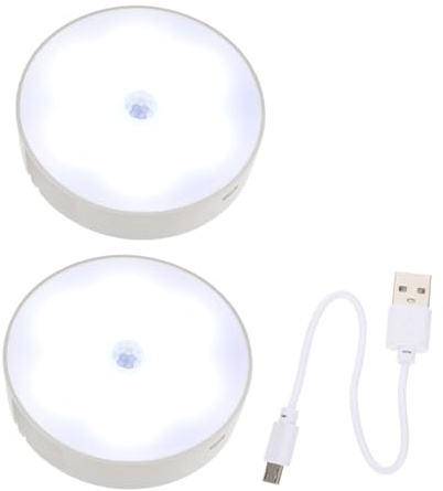 LED Nachtlicht mit Bewegungssensor 5w USB Ladefunktion 2 Stück-pack Weiß | Flur, Kleiderschrank und Schlafzimmer, 400mah Akku, Abs Gehäuse, 6 Leds