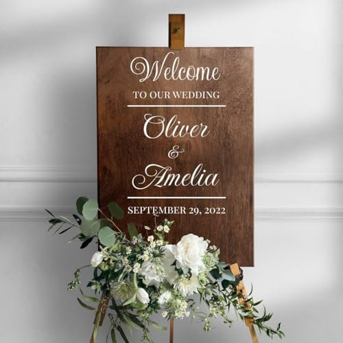 Panneau de bienvenue personnalisé pour mariage - Style élégant - 61 x 43 cm