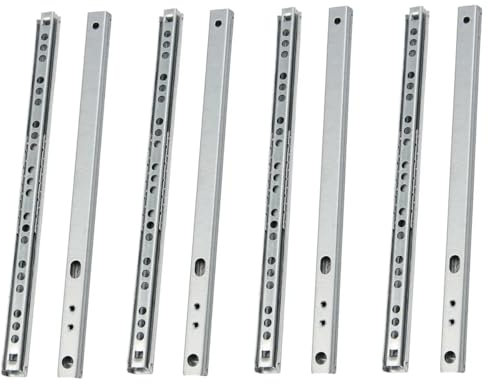 MOCNT 4 Pair (8 Piece) Heavy Duty 17mm Drawer Runners 278mm Drawer Rail Runners Ball Bearing Steel Drawer Slides Cabinet Sliding Full Extension Kitchen Desk Rail Runners
