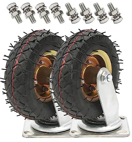 JINFEUGE 2Er-Pack Hochleistungs-Lenkrollen, Pannensichere Ersatzrollen Für Trolleys Mit Gummibeschichtung, Pneumatische Rolle/Swivel/150Mm/6In