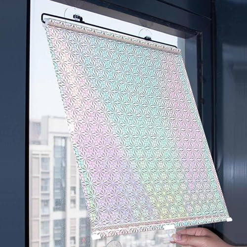 Temporary Blackout Blind,Suction Cup Roller Blind Without Drilling,40x60cm/50x125cm/68x125cm,Privacy Curtain,Portable Insulation Window Film,Retractable Balcony Sunshade,Silver-68x125cm/27x49in