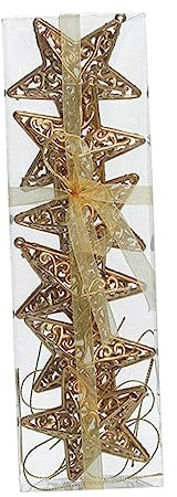 Amosfun 12 STK Weihnachtsschmuck leuchtende Sternbaumspitze Weihnachtssterne Ornamente Goldrand weihnachtsdeko Christmas Tree Ornaments Weihnachtsanhänger Stern hängender Anhänger PVC