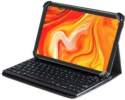 Navitech Folding Leather Folio Case & Stand With Bluetooth Keyboard Compatible With HotLight Android 14 10 Inch Tablet
