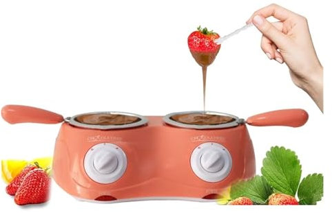 SOFTTO Máquina de fusión Olla eléctrica Doble for derretir Chocolate, Juego de máquina de fusión de Fondue eléctrica de Doble Olla for Chocolate, Caramelo, Queso Fuentes de Chocolate
