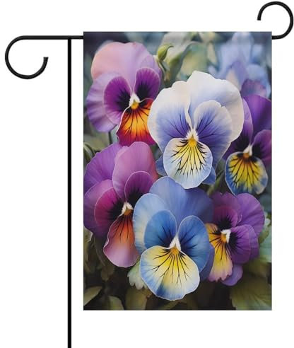 Vertikale Hofflagge, Stiefmütterchen, Perfektion, bedruckte Gartenflagge, doppelseitig, für draußen, Willkommensflagge, Polyester, Hof, Outdoor-Dekoration