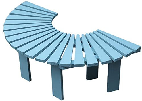 Halbkreis-Baumbank aus Massivholz für Garten, Terrasse und Park, korrosionsbeständig, Outdoor-Möbel mit gebogenem Design und Blumenständer