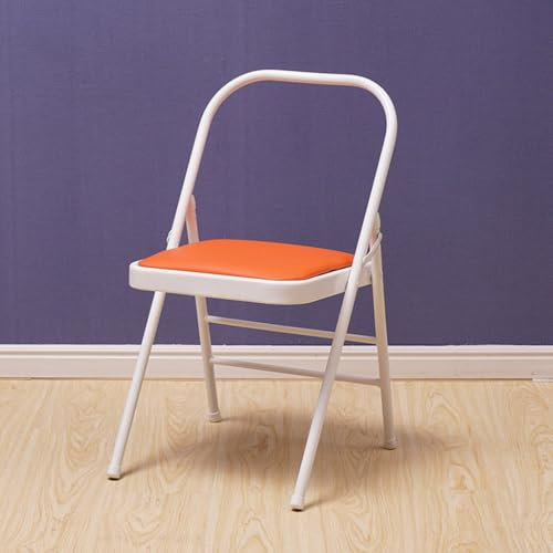 Eqvexd Yoga Chair,Pilates Chair,Yoga Chair Iyengar,Backless Yoga Chair Prop,Folding Stools with Foot Pads,Double Beam Backless Yoga Auxiliary Chair,Orange