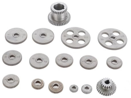 Kit ingranaggi 18 pezzi, kit ingranaggi cambio metallo ingranaggio macchina da taglio tornio con puleggia motore HT250 ferro grigio per macchina da taglio mini tornio CJ0618